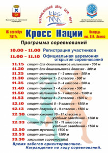 Кросс Нации - 2017 (город Ирбит) программа соревнований